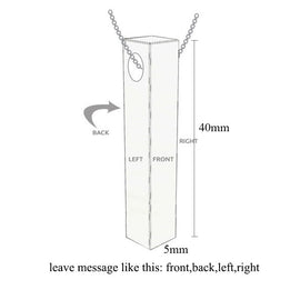 Four Sides Engraving Personalized Square Bar Custom Name Necklace Stainless Steel Pendant Necklace Women/Men Gift MNE180014