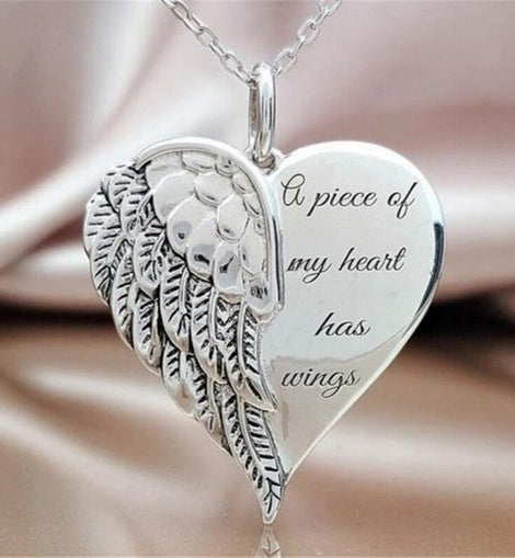 Angel Wings Alloy Pendant Necklace Lettering Metal Personality Necklace For Women Men Jewelry Bijoux Best Gift